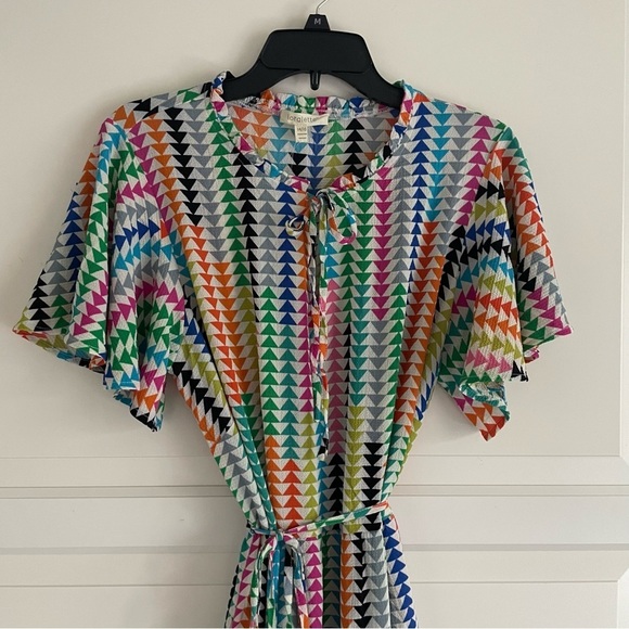 New! Loralette Plus Size Happy Tier Print Short Sleeve Maxi Dress 30506 - Picture 4 of 11